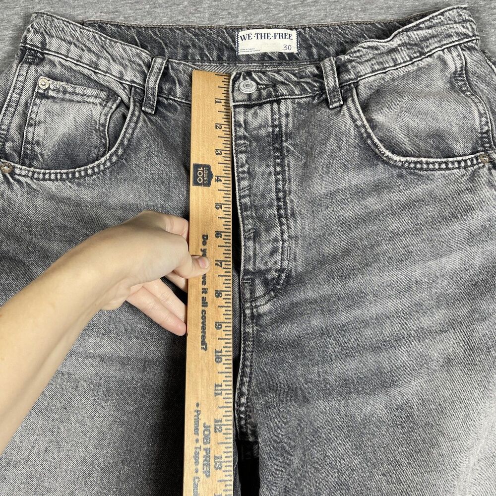 Free People We The Free Jeans Womens 30 Gray Wide-Leg Relaxed Acid Wash Barrell - Picture 4 of 12